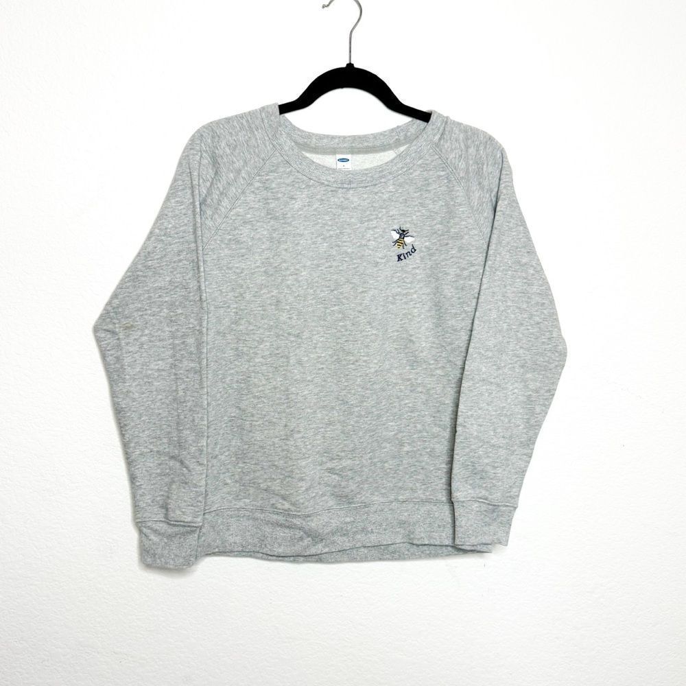 Old Navy Women's Gray "Kind" Bee Embroidered Sweatshirt - Size Small